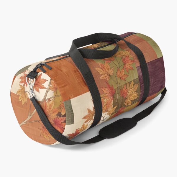 Item preview, Modern Korean Jogakbo Patchwork with Autumn Maple Leaves and Persimmon - Minimalist Aesthetic Textile Art designed and sold by SOOstudio73.