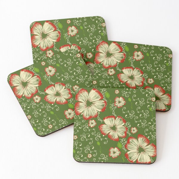 Item preview, Crimson & Cream Botanical Garden – Vintage Filigree Floral Pattern designed and sold by Arabesque.fromSadia.