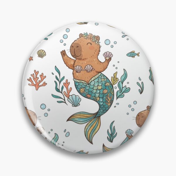 Item preview, Cute Mermaid Capybara Underwater Ocean Pattern designed and sold by bvdesignart.