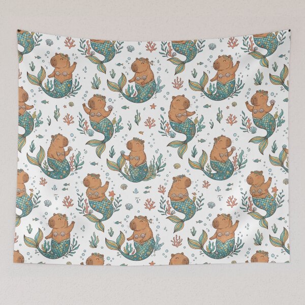 Item preview, Cute Mermaid Capybara Underwater Ocean Pattern designed and sold by bvdesignart.