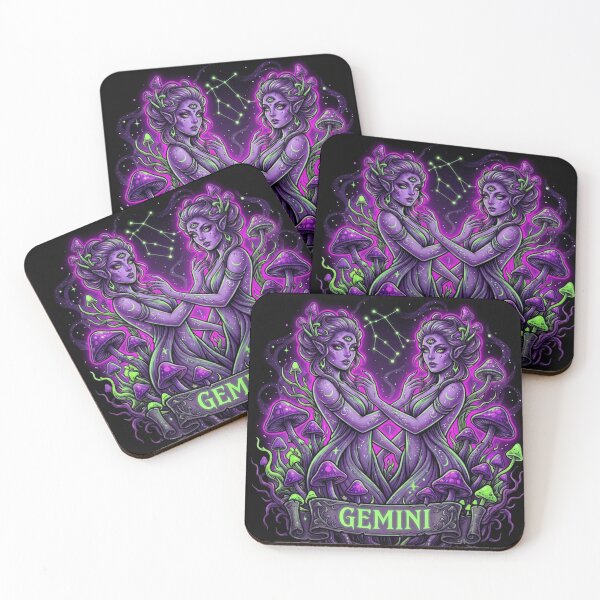 Item preview, Gothic Gemini Zodiac Mushroom Illustration - Psychedelic Astrology designed and sold by MysticalSister.