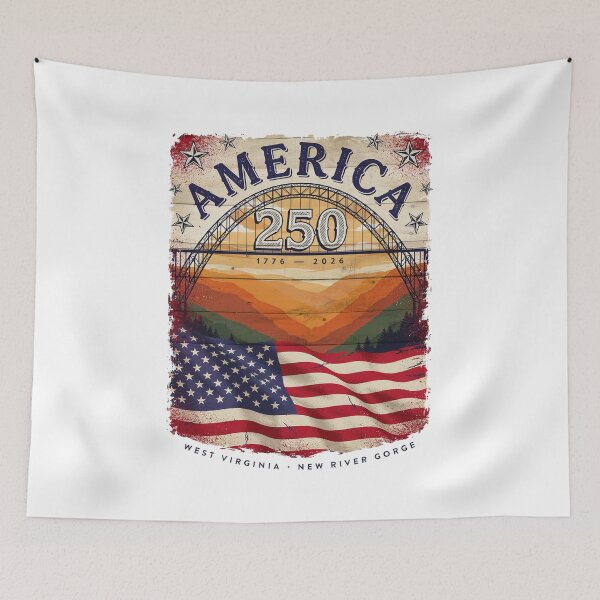 Item preview, America 250 New River Gorge West Virginia 1776-2026 Vintage USA Tee v1 designed and sold by DarylWelsh2024.