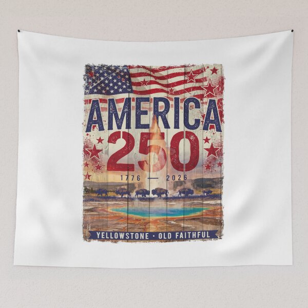 Item preview, America 250 Yellowstone Old Faithful 1776-2026 Vintage USA Tee designed and sold by DarylWelsh2024.