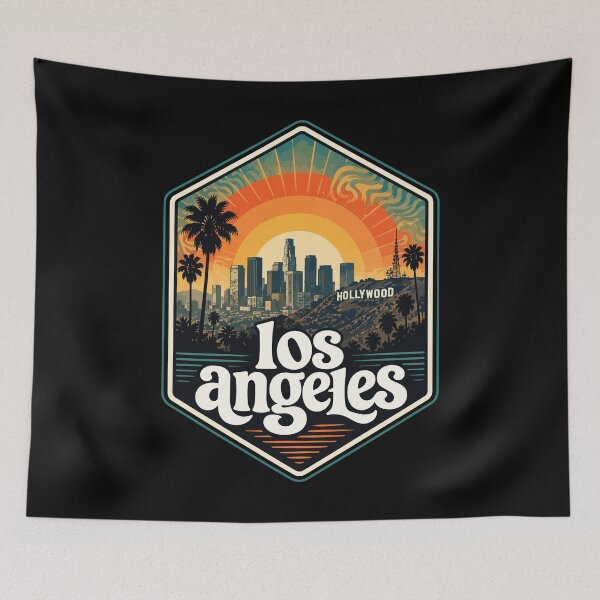 Item preview, Hollywood Los Angeles California Retro Trippy Travel designed and sold by TomFrontierArt.