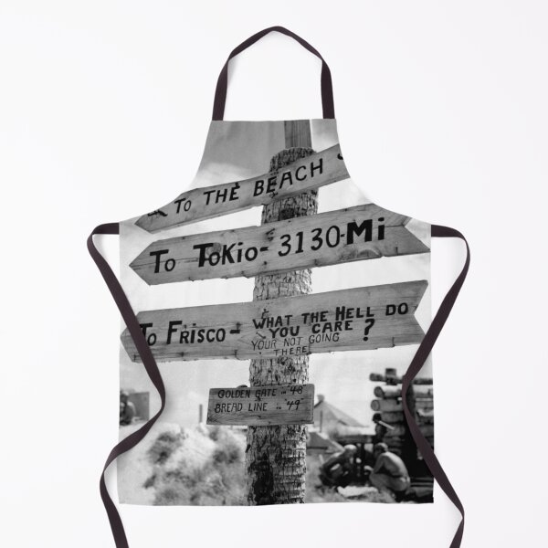 Item preview, Humorous To the Beach sign at Tarawa WWII funny vintage beach photograph art print designed and sold by Astrid Arkhangelsky.