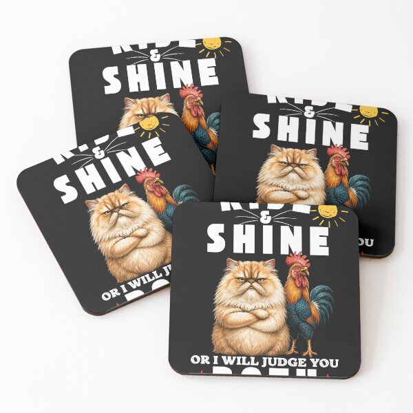 Item preview, Rise And Shine Or I Will Judge You Both Funny Cat Rooster Shirt designed and sold by TeehMeow.