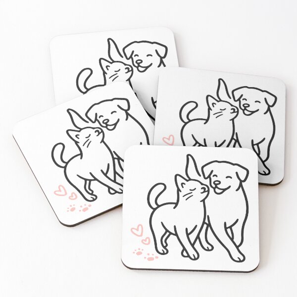 Item preview, Cat and Dog Best Friends Line Art designed and sold by NakottaFashion.