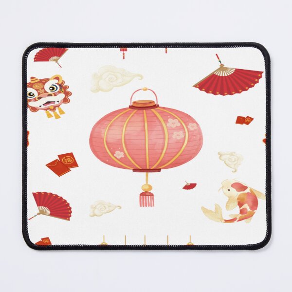 Item preview, Chinese Lantern Festival and Lucky Symbols Seamless Pattern designed and sold by kyrasolis.