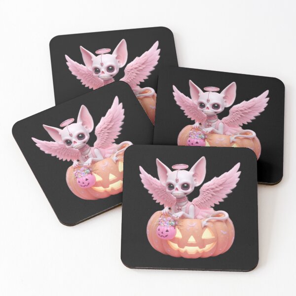 Item preview, Cute Pink Skeleton Angel in Pumpkin Trick or Treat designed and sold by LujziWorld.