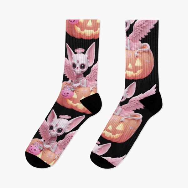 Item preview, Cute Pink Skeleton Angel in Pumpkin Trick or Treat designed and sold by LujziWorld.