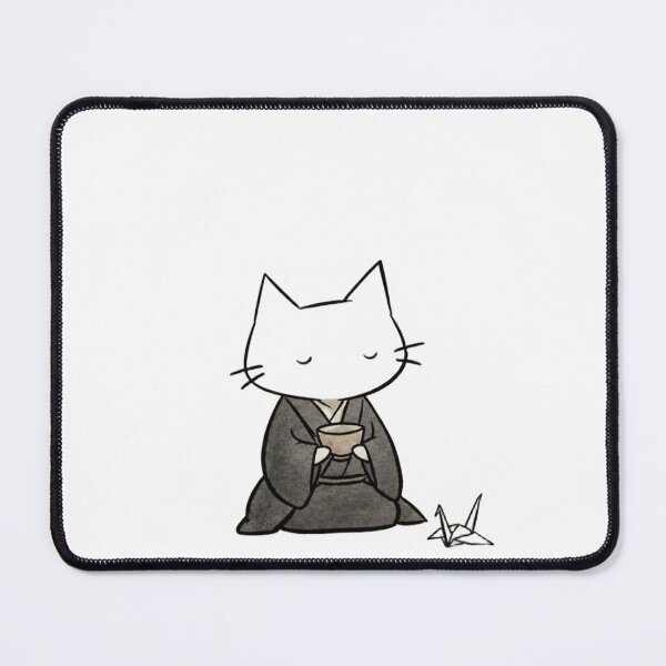 Item preview, Meditating Cat in Kimono Drinking Tea Line Art Illustration designed and sold by JossDesign15.
