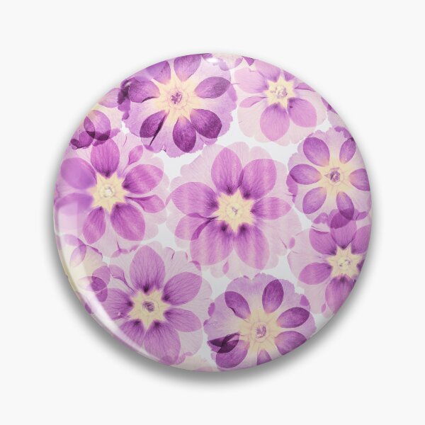 Item preview, Pressed Primrose Flowers Botanical Art Print, Purple and Pink Floral Collage, Nature Wall Decor designed and sold by Elżbieta  Kaps.
