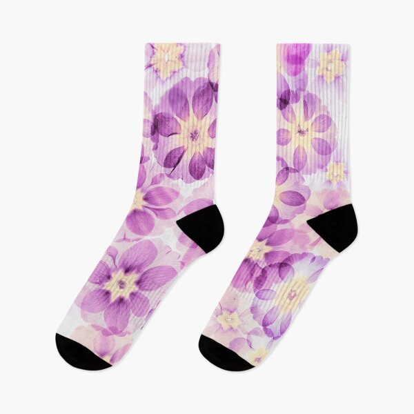 Item preview, Pressed Primrose Flowers Botanical Art Print, Purple and Pink Floral Collage, Nature Wall Decor designed and sold by Elżbieta  Kaps.