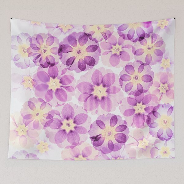 Item preview, Pressed Primrose Flowers Botanical Art Print, Purple and Pink Floral Collage, Nature Wall Decor designed and sold by Elżbieta  Kaps.