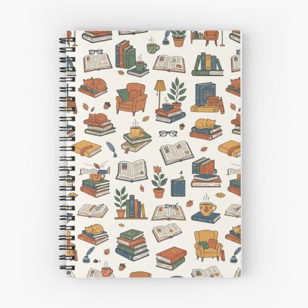 Item preview, Cozy Library Books And Cats Pattern designed and sold by bvdesignart.