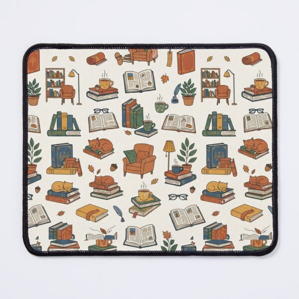 Item preview, Cozy Library Books And Cats Pattern designed and sold by bvdesignart.