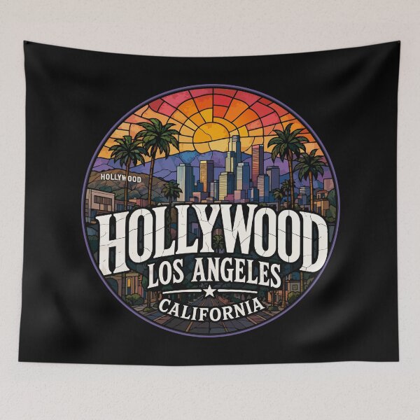 Item preview, Hollywood Los Angeles California Stained Glass Art Travel designed and sold by TomFrontierArt.