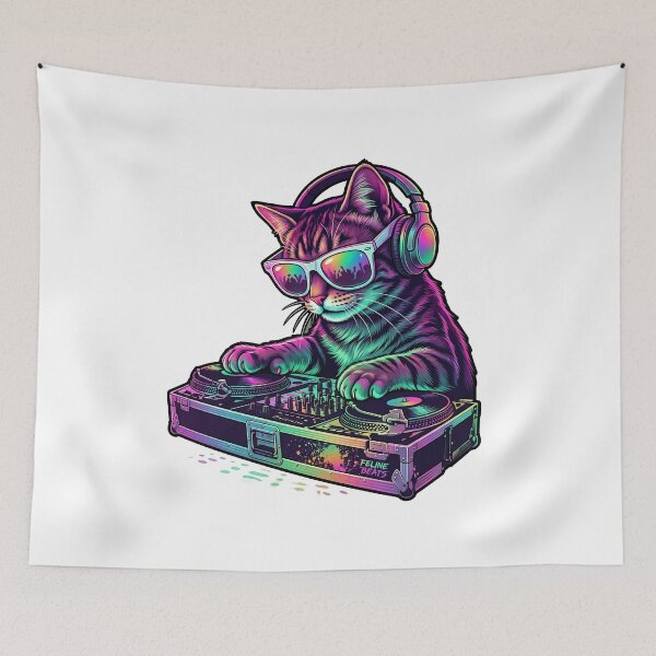 Item preview, Cool DJ Cat Headphones Turntable Music Party designed and sold by Lakelandwholesale1 Shirt Company.