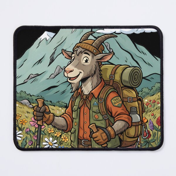 Item preview, The Hiking Mountain Goat with Backpack Cartoon designed and sold by Museum Of Non-Existing Art.