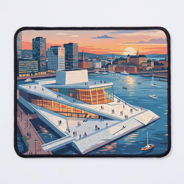 Item preview, Oslo Opera House Norway Vintage Travel Poster designed and sold by ArtworkNorth.