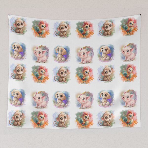 Item preview, Cute Chinese Zodiac Animals Part 3 Sticker Sheet designed and sold by Angellacelin.