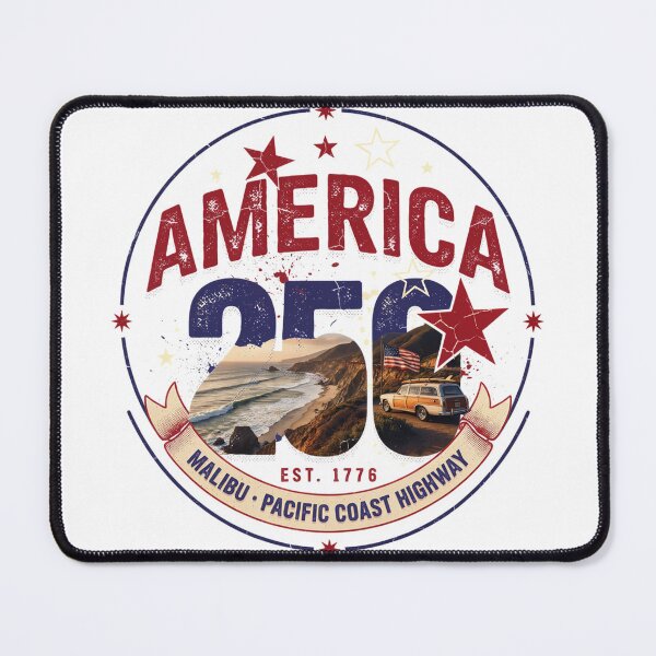 Item preview, America 250 Malibu T-Shirt | Pacific Coast Highway Woody Wagon Patriotic 1776-2026 Tee v1 designed and sold by DarylWelsh2024.