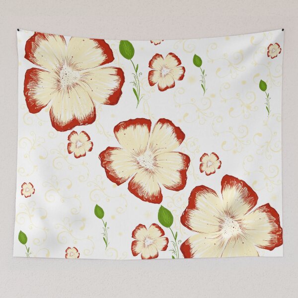 Item preview, Crimson & Cream Botanical – Soft White Filigree Floral Pattern designed and sold by Arabesque.fromSadia.