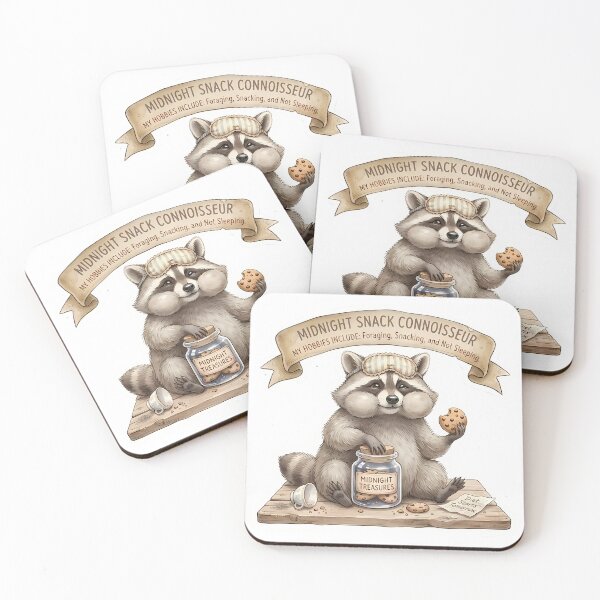 Item preview, Midnight Snack Connoisseur - Cute Raccoon Snacking & Night Owl Sticker designed and sold by Lu7u.