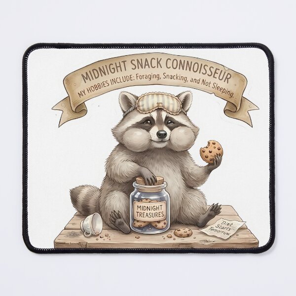 Item preview, Midnight Snack Connoisseur - Cute Raccoon Snacking & Night Owl Sticker designed and sold by Lu7u.