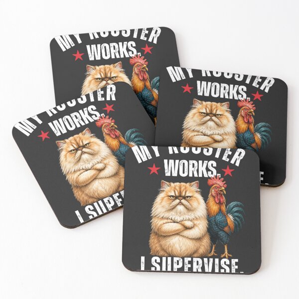 Item preview, My Rooster Works I Supervise Funny Cat Rooster T-Shirt designed and sold by TeehMeow.