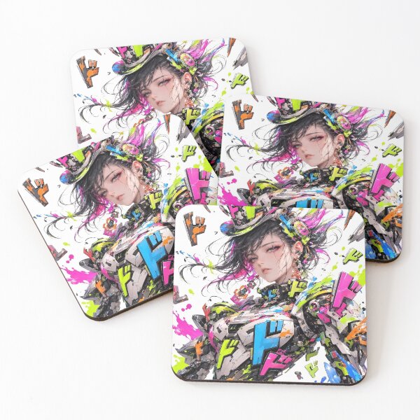 Item preview, Neon Mecha Graffiti Girl | Futuristic Cyberpunk Robot Anime Style Art Print designed and sold by Dyan4.