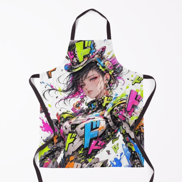Item preview, Neon Mecha Graffiti Girl | Futuristic Cyberpunk Robot Anime Style Art Print designed and sold by Dyan4.