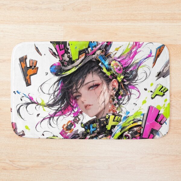 Item preview, Neon Mecha Graffiti Girl | Futuristic Cyberpunk Robot Anime Style Art Print designed and sold by Dyan4.