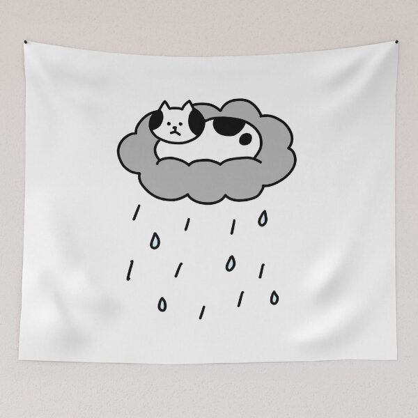 Item preview, a Cat on rain cloud designed and sold by superbaechoo.