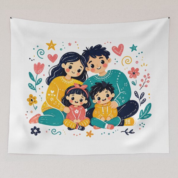Item preview, Cute Folk Art Family Doodle Sticker | Whimsical Flat Illustration | Hand Drawn Cartoon Family | Colorful Nursery Art | Cozy Family Gift designed and sold by Sticker Hubs.