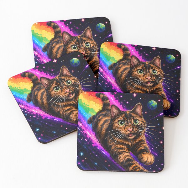 Item preview, Cosmic Tortoiseshell Cat Running Through Space designed and sold by OneStepFromArt.