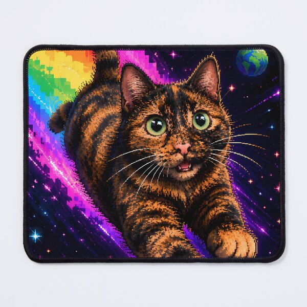 Item preview, Cosmic Tortoiseshell Cat Running Through Space designed and sold by OneStepFromArt.