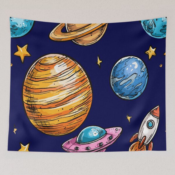 Item preview, Colorful UFO Planets Marker Print Pattern designed and sold by RichardRags.