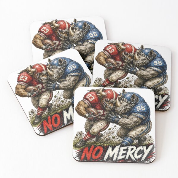 Item preview, No Mercy Football Sticker – Bull vs Rhino American Football Clash Art designed and sold by Felixuss.