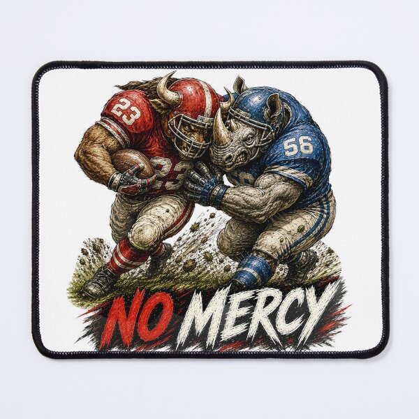 Item preview, No Mercy Football Sticker – Bull vs Rhino American Football Clash Art designed and sold by Felixuss.