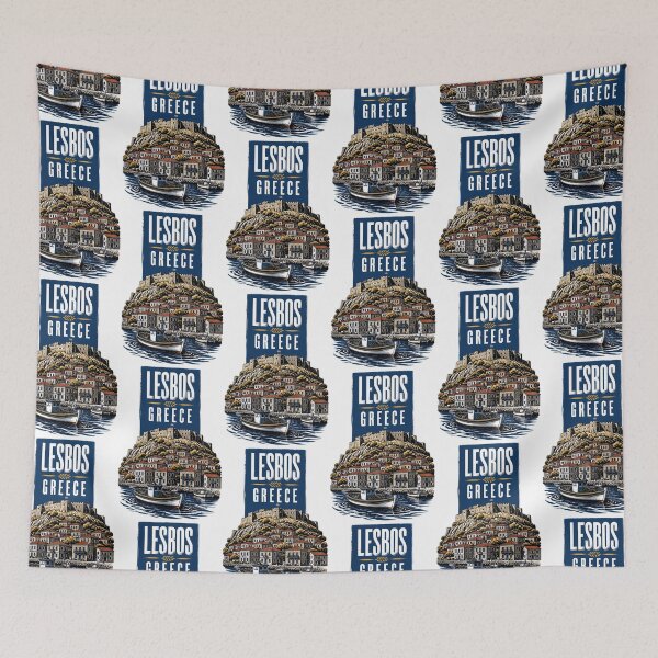 Item preview, Lesbos Greece Vintage Travel Poster designed and sold by TravelersGems.
