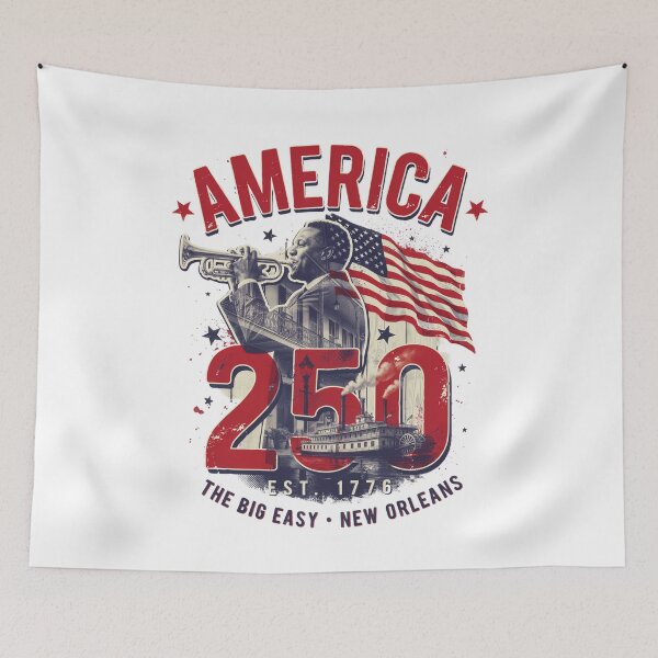 Item preview, America 250 New Orleans Louisiana Semiquincentennial 1776 - 2026 Vintage Jazz Flag v1 designed and sold by DarylWelsh2024.