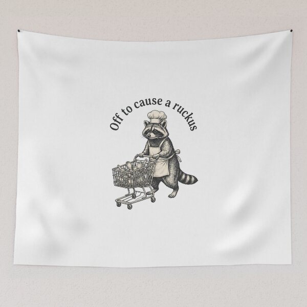 Item preview, Off to Cause a Ruckus Funny Raccoon Chef Vintage Cooking Meme T-Shirt designed and sold by StickerNestYou.