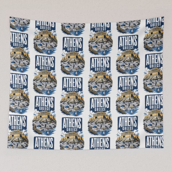 Item preview, Athens Greece Vintage Travel Poster designed and sold by TravelersGems.
