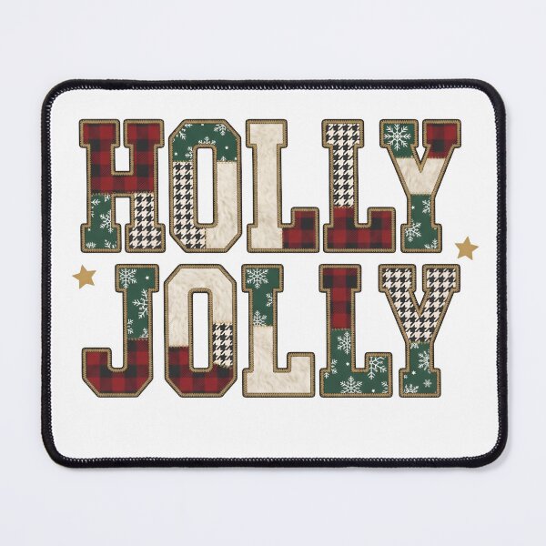 Item preview, Holly Jolly Christmas Patchwork Vintage Holiday Typography T-Shirt designed and sold by StickerNestYou.