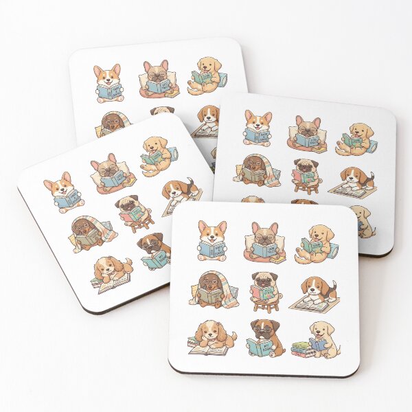 Item preview, Cute Reading Dogs Sticker Sheet Sheet Kawaii Puppies Reading Books designed and sold by raedattia.