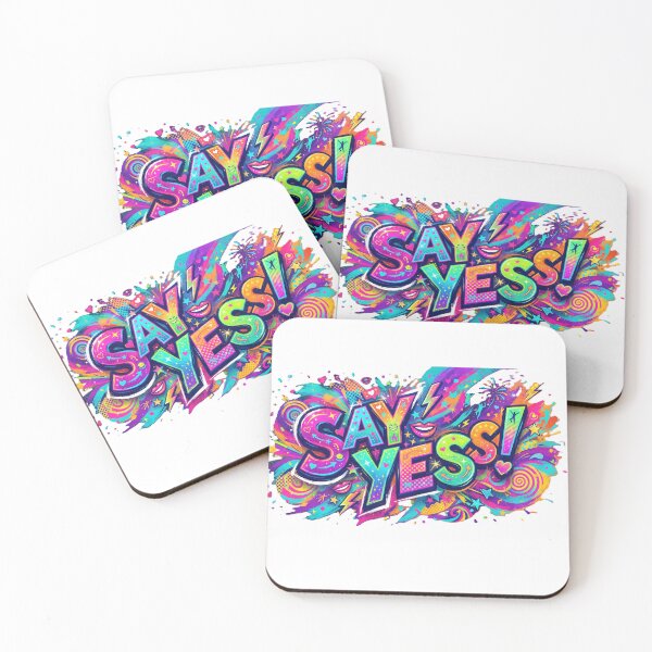 Item preview, Say Yes! Vibrant Crazy Typography Art designed and sold by Surviving Monday Club.