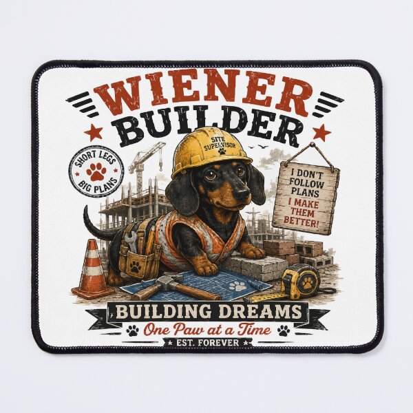 Item preview, Wiener Builder Funny Dachshund Construction T-Shirt Stickers designed and sold by Sunday.Supply.