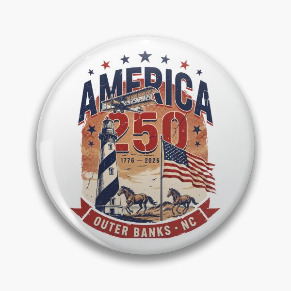 Item preview, America 250 Outer Banks North Carolina Semiquincentennial 1776 - 2026 Vintage Flag Lighthouse v1 designed and sold by DarylWelsh2024.