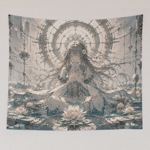 Item preview, Cybernetic Sacred Goddess Lotus Meditation Art designed and sold by Japan-kanji-ya.